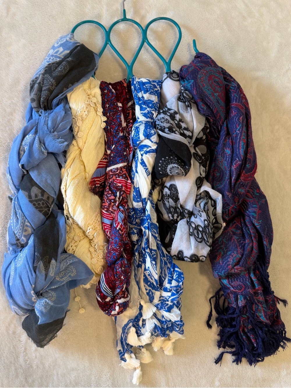 Assorted Lightweight Scarves - Blue, Yellow, Red, White, Black, Purple Mix